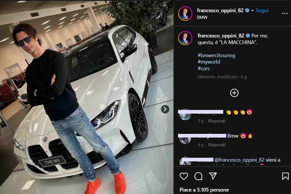Francesco Oppini con una splendida BMW M3 Touring (Instagram) 25 febbraio 2023 autoemotori.it